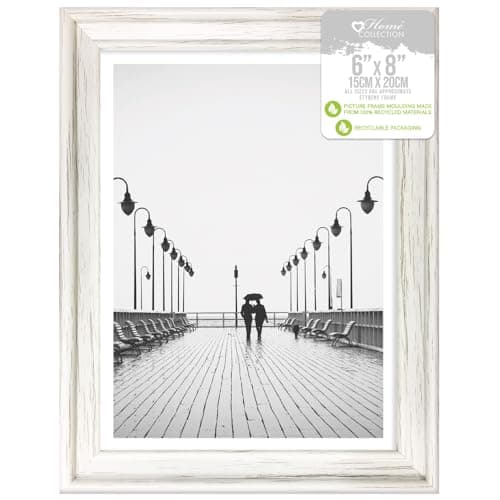 Image of Design Group White Solitaire Shabby Chic Distressed Wood Styrene Photo Frames 6x8