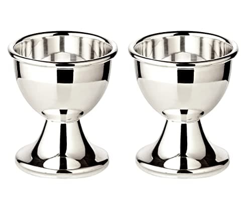 Image of Edzard Egg Cups Classo Heavy Silver Plated - Cup Set for Eggs, Silver Egg Cups, Modern Holder for Breakfast Eggs, Egg Tray - Crockery for Holidays, Holiday Egg Cups (Height 5 cm), Set of 2