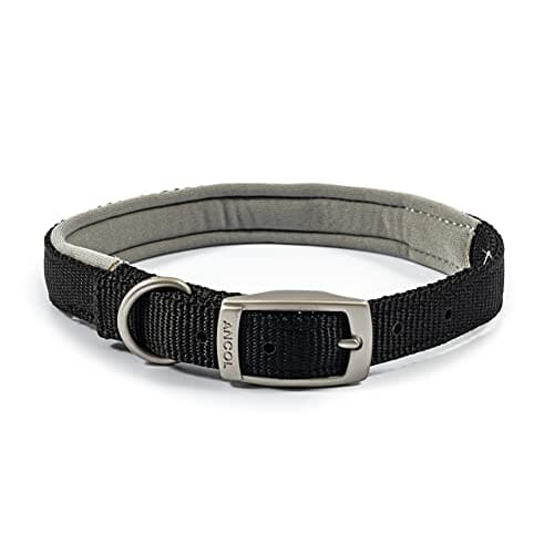 Image of Ancol Viva Padded Soft Touch Dog Collar with Satin Buckle - Black - Adjustable Weatherproof Comfortable Pet Neckband - 39-48cm Size 5