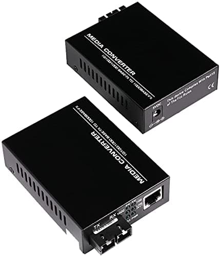 Image of toolco A Pair 2 Pack Multi-Mode Dual SC Fiber Gigabit Fast Ethernet Media Converter, Mini 1x 10/100/1000Base-T RJ45 to 1000Base-SC Slot Converter Transceiver, up to 2KM 850-1310-nm, AC 100V~240V