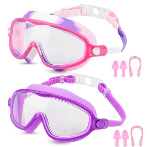 Image of Moseem Kids Swimming Goggles, 2-Pack Boys Girls Swim Goggles for Children & Teens 3-15 Years, Anti-Fog Anti-UV, Clear Wide Vision, Waterproof