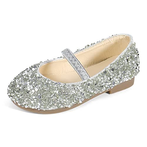 Image of MK MATT KEELY Girls Princess Shoes Mary Jane Party Cosplay Shoes Dress Up Sandals for 2-7 Years Toddlers Little Kids Silver,13.5 UK Child
