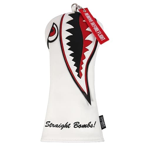 Image of New War Shark Flying Tiger Warshark Golf Driver Headcover for Taylormade M3 M4 M5 M6 SIM Golf Club (White Driver Cover)