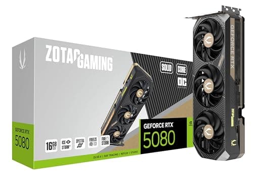 Image of ZOTAC Gaming GeForce RTX 5080 Solid CORE OC DLSS 4 16GB GDDR7 256-bit 30 Gbps PCIE 5.0 Gaming Graphics Card, IceStorm 3.0 Advanced Cooling, Spectra RGB Lighting, ZT-B50800J2-10A