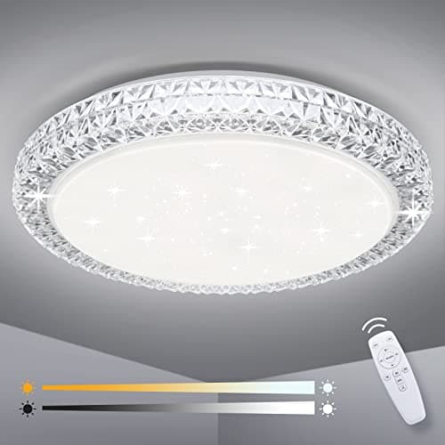 Image of OOWOLF LED Ceiling Light, Dimmable 3000K- 6500K Round Ceiling Lights, 40W Remote Control Ceiling Lamp, Memory & Timing Function, Night Light Mode, for Indoor Living Room (Cool White)