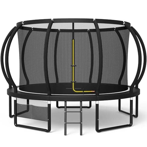 Image of Devoko Outdoor Trampoline 7.5ft/10ft/12ft/14ft GS Certified Garden Trampoline With Safety Net,Non-Slip Ladder& Shoe Organiser,Available For Toddlers And Adults,Up to 150kg