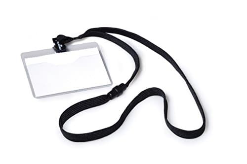Image of Durable Lanyard Name Badge Black ID Card Holder + Inserts - 10 Pack - 60 x 90mm - Perfect for Large Events and Conferences