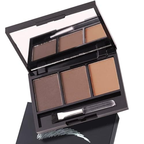 Image of Eyebrow Powder Palette, Dark Brown Light Brown Brow Powder Shaping Kit Eyebrow Filler Brow Tint Root Touch Up Face Contour Hairline, Natural Waterproof Long Lasting Make-Up Palette with Brush