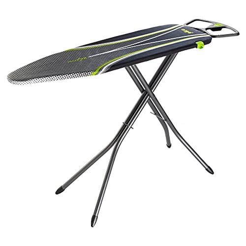 Image of Minky Ergo Ironing Board - Green, 122 x 38 cm Iron Board, 100% Cotton With Heat Reflective Metallic Coating, Adjustable Height Up To 92 cm, Sturdy Ironing Board With Non-Slip Feet, Made in The UK