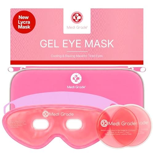 Image of Medi Grade Cooling Eye Mask for Puffy Eyes with Cold Pads and Insulated Thermo-Bag, Pink Set - Ice Cold Gel Eye Mask for Morning/Night Skincare Routine and Reducing Dark Circles - Soft Cooling