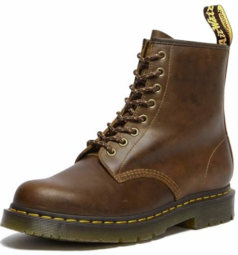 Image of Dr. Martens 1460 Originals 8-Eye, Unisex, Soft Toe, Slip Resistant, 6 Inch Boot, Dark Tan, 13 Women/12 Men