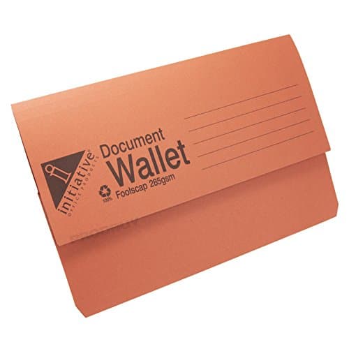 Image of 25 x 285gsm Foolscap Premium Document Wallets A4 Paper Storage Files Folders (Orange)