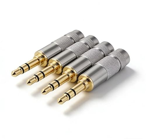 Image of RHINORO 4 Pieces Quality 3.5mm 3-Poles Jack Plug Solder Soldering Connector End Terminal for Stereo Earphone Headphone Headset Speaker AUX IN (no microphone pin)