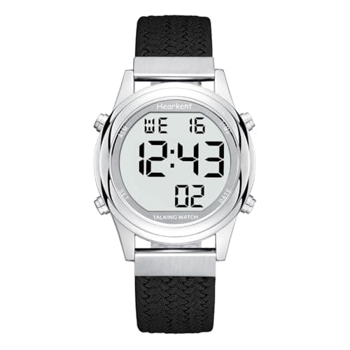 Image of Hearkent Women's Digital Talking Watch British English Speaking Pleasant Voice LCD Big Numbers Watch for Elderly Or Blind People (Black)