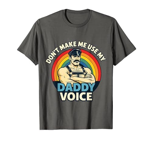 Image of Gay Tom Daddy Voice Funny Bear Dom Rainbow CSD LGBTQ Pride T-Shirt, Men, Asphalt Grey, 4X-Large