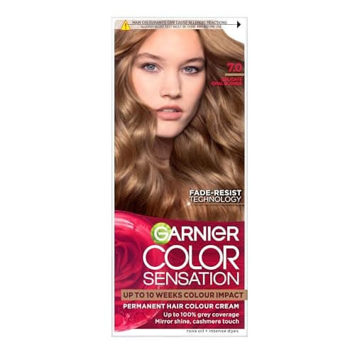 Image of Garnier Color Sensation Permanent Hair Dye, Intense, Long-Lasting Blonde Natural Hair Colour, Upto 100% Grey Coverage, Leaves Hair with Mirror Shine, Shade: 7.0 Delicate Opal Blonde