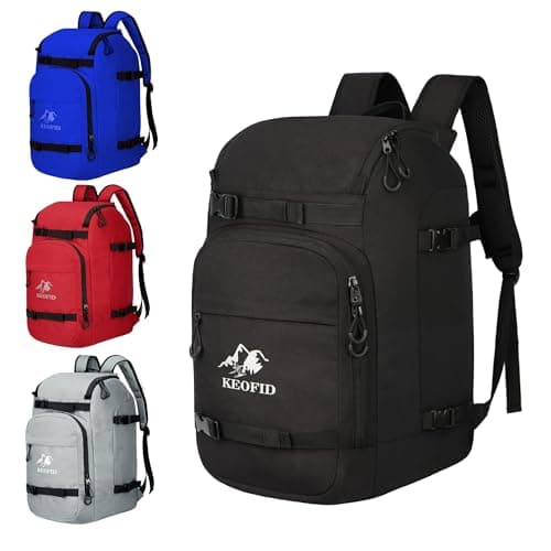 Image of KEOFID Ski Boot Bag Backpack, Waterproof 50L Ski Bag, Travel Backpack for Ski Helmet, Snowboard and Accessories(Black)