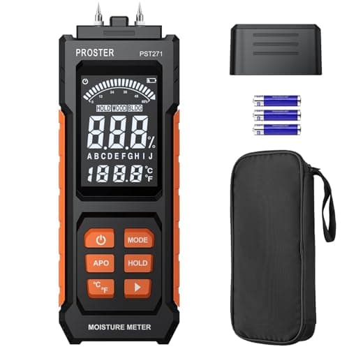 Image of Proster Wall Moisture Meters - Pin-Type Moisture Meter for Walls with VA LCD Screen & Bar Chart & Temperature Measurement, Damp Meter for Wood & Building Materials with Storage Bag