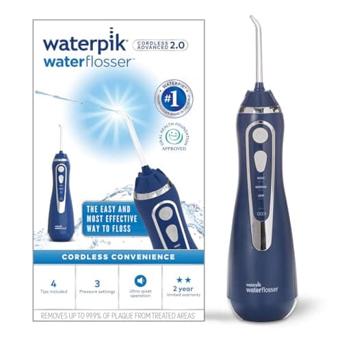 Image of Waterpik Cordless Advanced Water Flosser, 3 Pressure Settings, Dental Plaque Removal Tool, Ideal for Travel or Small Bathrooms, USB Charger, Blue, WP-583UK