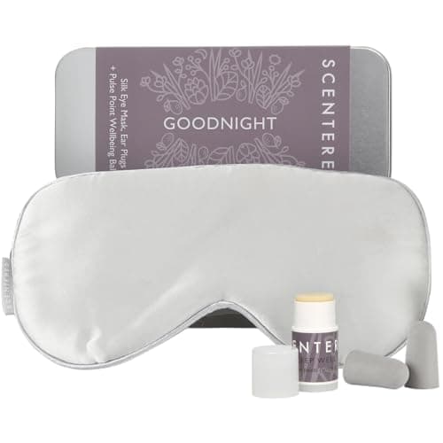 Image of Scentered Goodnight Sleep Well Gift Set – Luxury Silk Eye Mask, Aromatherapy Pocket Balm (1.5g) & Reusable Ear Plugs in Travel-Friendly Gift Tin