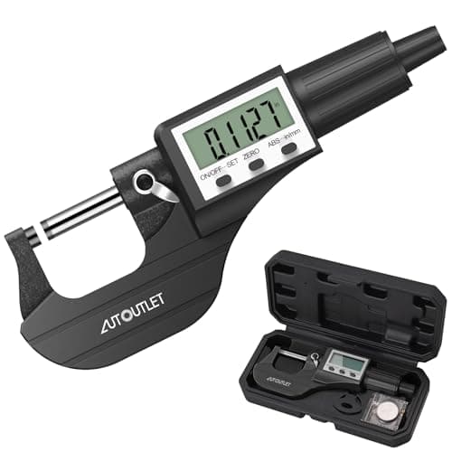 Image of AUTOUTLET 0-25mm/0-1" Electronic LCD Digital Micrometer - Stainless Steel Hardened Measuring Head, Ratchet Mechanism, Auto Power-Off, Absolute/Relative Measurement Modes for Precision Work