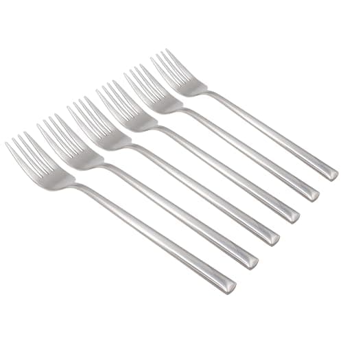 Image of Argon Tableware Tondo Stainless Steel Dinner Forks - 21.5cm - Pack of 6 - Silver Dining Forks High Polished Metal Dishwasher Safe 6-Piece Table Cutlery Set
