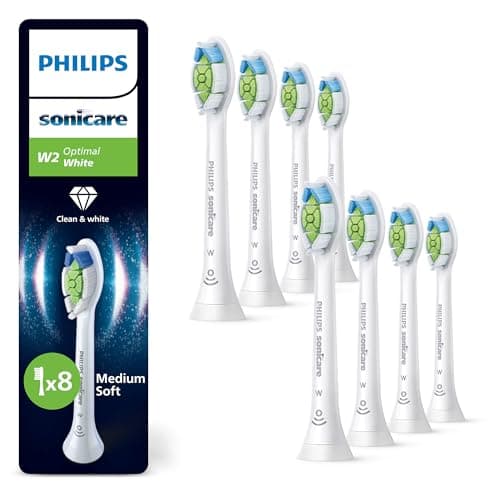 Image of Philips Sonicare W2 Optimal White, Genuine Replacement Toothbrush Heads, White, 8 Pack, HX6068/87