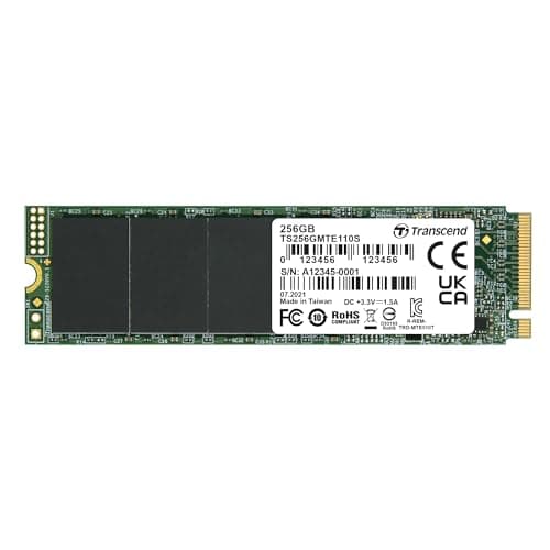 Image of Transcend MTE110S 256GB NVMe PCIe Gen3 x4 SSD, Read/Write up to 1,600/1,100 mb/s with 3D Nand Flash TS256GMTE110S