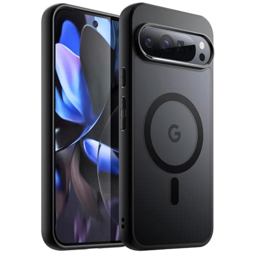 Image of JETech Magnetic Case for Google Pixel 9/9 Pro 2024, Compatible with MagSafe, Translucent Matte Back Shockproof Phone Cover (Black)