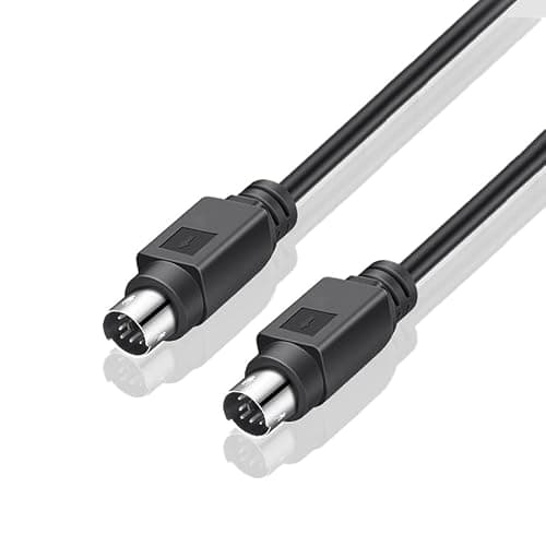 Image of Hanprmeee PS2 Male to Male Cable,Shielded Mini DIN 6-Pin Male to Male for PC Mouse & Keyboard - Black (1.5M)