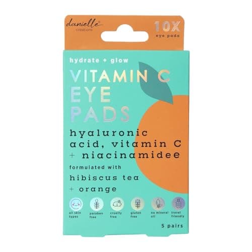 Image of Danielle Creations Hydrate & Glow Vitamin C Eye Treatment Pads with Hyaluronic Acid & Niacinamide, Hibiscus Tea & Orange For All Skin Types