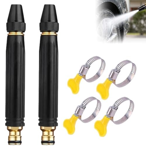 Image of Home High-Pressure Car Wash Water Gun with Booster Nozzle and Hose, Home Use 10x Powerful Water Gun for Car Cleaning, Adjustable Jet Mist Shower Spray Modes, 360° Rotating for Garden, Car (2 Set)