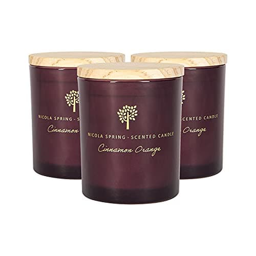 Image of Nicola Spring Cinnamon & Orange Scented Candle - 130g - 3 Pack - 21 Hour Burning Time Natural Soy Wax Single Wick Candles Relaxing Fragrance Aromatherapy Gift Set