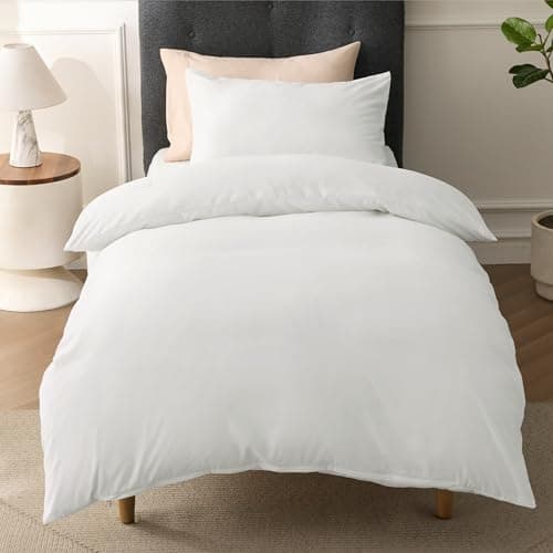 Image of Bedsure Single Duvet Cover Set - Brushed Microfiber Bed Cover Set with Zipper Closure, White Quilt Bedding Cover with 1 Pillowcase, White