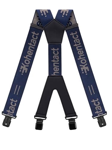 Image of Kohentact Men’s Industrial Strength Suspenders 2-Inch Wide X-Back Heavy Duty Braces Strong Metal Clips, Elastic Adjustable