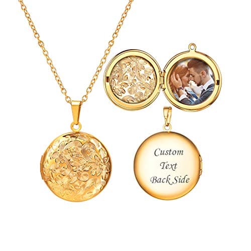 Image of U7 Photo Inside Locket Gold Chain Necklace for Girls Women Vintage European Style Pendant Lockets