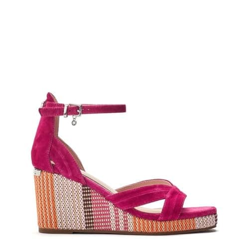 Image of Moda in Pelle Women's May Pink Suede Wedge Heeled Sandals 5