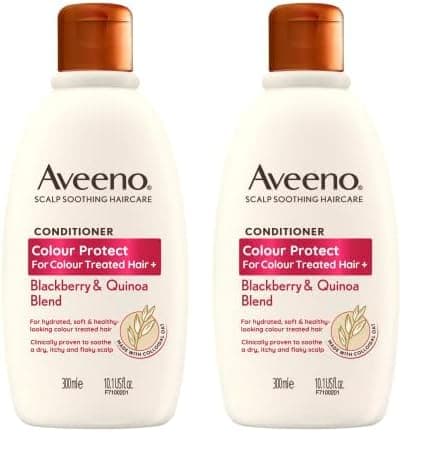 Image of Aveeno Colour Protect Blackberry and Quinoa Scalp Soothing Conditioner for Colour Treated Hair 300ml. (Pack of 2)