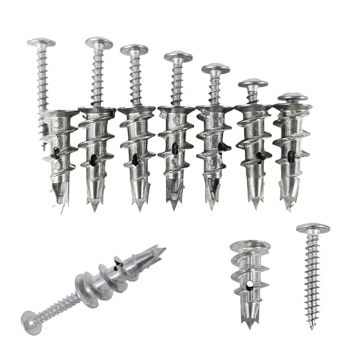 Image of 80Pcs Plasterboard Fixings Heavy Duty, Metal Wall Plugs and Screws, Self Drill Drywall Fixings Set, Cavity Raw Plugs, Dry Wall Anchor for Plaster Boards, Composite Boards, Wooden Boards