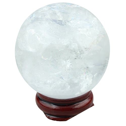 Image of mookaitedecor 40-45mm Natural Clear Quartz Crystal Ball with Wooden Stand for Fortune Telling, Healing Crystal Sphere Quartz Stone Ball Feng Shui Decoration for Meditation Divination Good Luck
