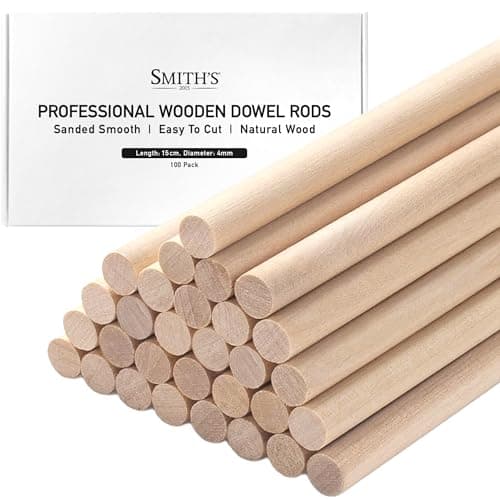 Image of Wooden Dowel Rods by Smith’s® (100 Pack / 15cm x 4mm) | Unfinished, Natural, Organic Wood Sticks | FSC Approved | Perfect for Craft Projects, DIY, Art Works, Woodcraft, & More!