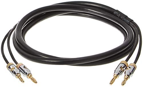 Image of Amazon Basics Banana Plug 16AWG Speaker Cable Wire, CL2 Rated with Gold-Plated Banana Tip Plugs (4mm), 99.9% Oxygen-Free, 1.83 m, Gold & Black