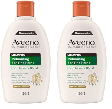 Image of Aveeno Haircare Volumising Fresh Greens Blend Shampoo, 500ml (Pack of 2)