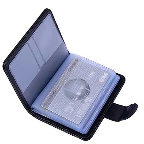 Image of wisdompro Credit Card Holder for Men & Women, PU Leather RFID Blocking Debit Card Wallet ID Bank Card Case with Magnetic Shut (Build in 20 Card Slot)-Vertical
