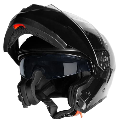 Image of Zorax ZOR-839 Gloss Black XXXL (65-66cm) Flip Up Double Visor Helmet Motorcycle Motorbike Helmet Road Legal ECE 2206 Aproved