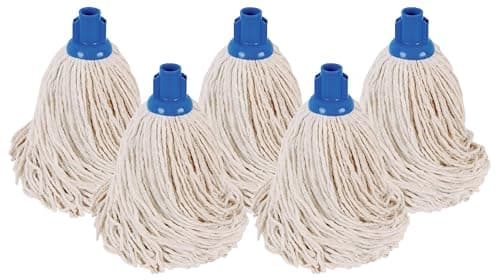 Image of Abbey No.16 Socket Cotton Mop heads Replacement Pack of 5 – Super Absorbent String Mop Universal Screw On Socket - Floor Cleaning Heavy Duty mop head ( Blue )