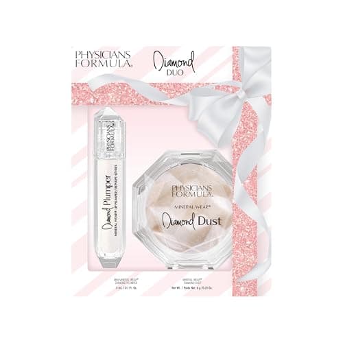 Image of Physicians Formula Mineral Wear Diamond Duo Set, Makeup Set with Translucent Setting Powder and Lip Plumper, Nourishing Formulas with Illuminating Minerals and Vitamin E for a Glowy Makeup