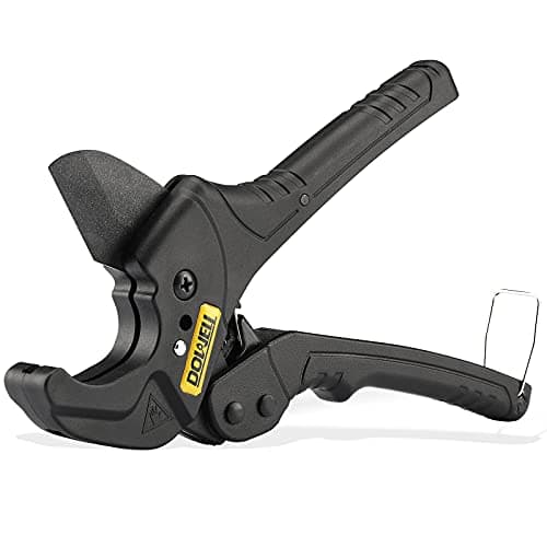 Image of DOWELL PVC Pipe Cutter Ratchet Pipe Tube Cutter Cutting Tool Heavy Duty Teflon Coated Stainless Steel Blade Max O.D. Adjustable 1-inch to 1-5/8-inch 26-42mm