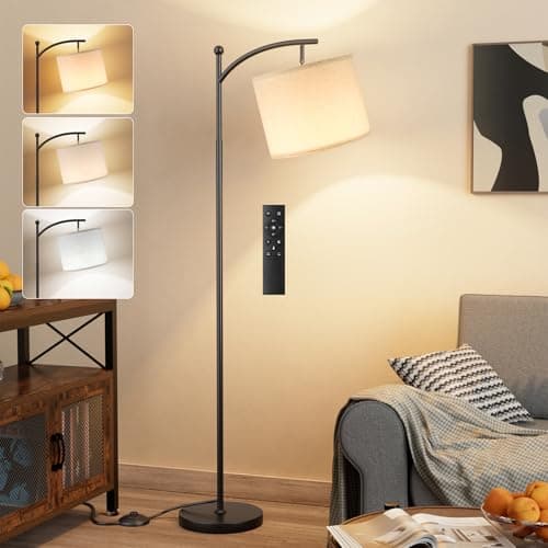 Image of Aooshine Floor Lamp, 60" Modern Arc Standing Lamps for Living Room with Remote Control and Stepless Dimmable Colors Temperature & Brightness, Lamps for Living Room Bedroom Office (Bulb Included)