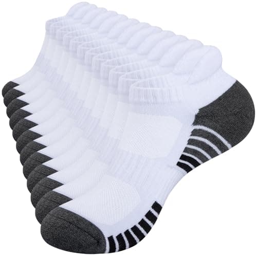 Image of RUIXUE 85% Cotton Mens Trainer Socks Cushioned Running Socks, Anti-Blister Ankle Socks for Men Women Ladies Sports Socks Low Cut Breathable Athletic (6 Pairs/10 Pairs)